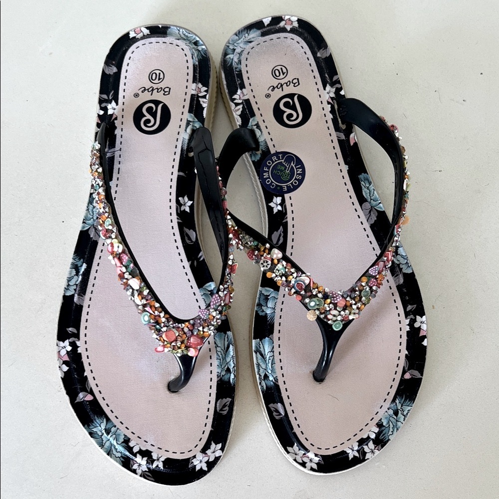 Bebe Multicolor Embellished Sandals